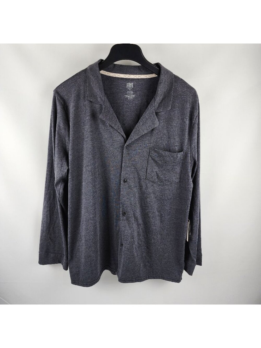 Frye Shirt Womens XL Gray Jersey Notch Collar PJ L/S Button Up NWT